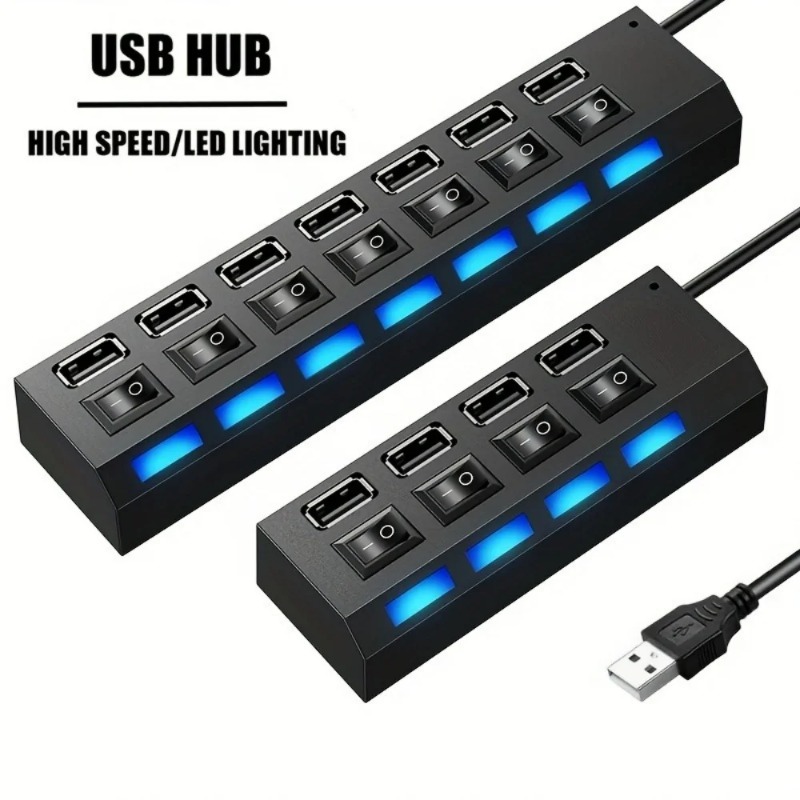 Laptop Accessories Productivity - USB 2.0 Hub 4/7 Port Splitter