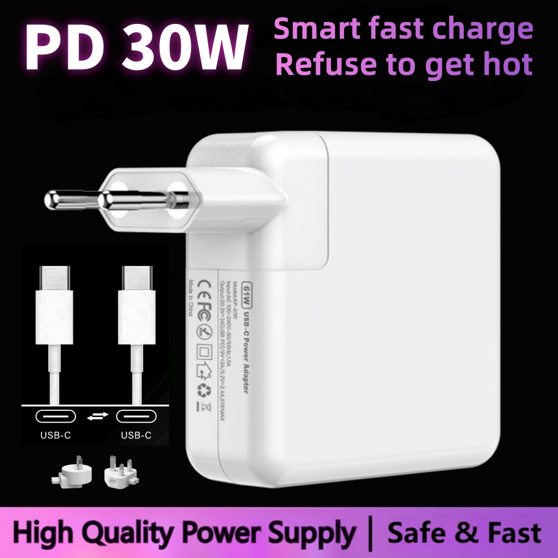 Laptop Accessories Uk - 30W PD Type-C Notebook Laptops Power