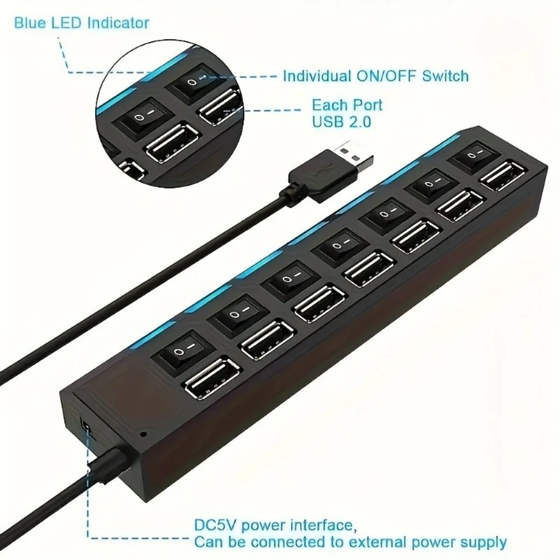 USB 2.0 Hub 4/7 Port Splitter  - Laptop Accessories Productivity recension och pris