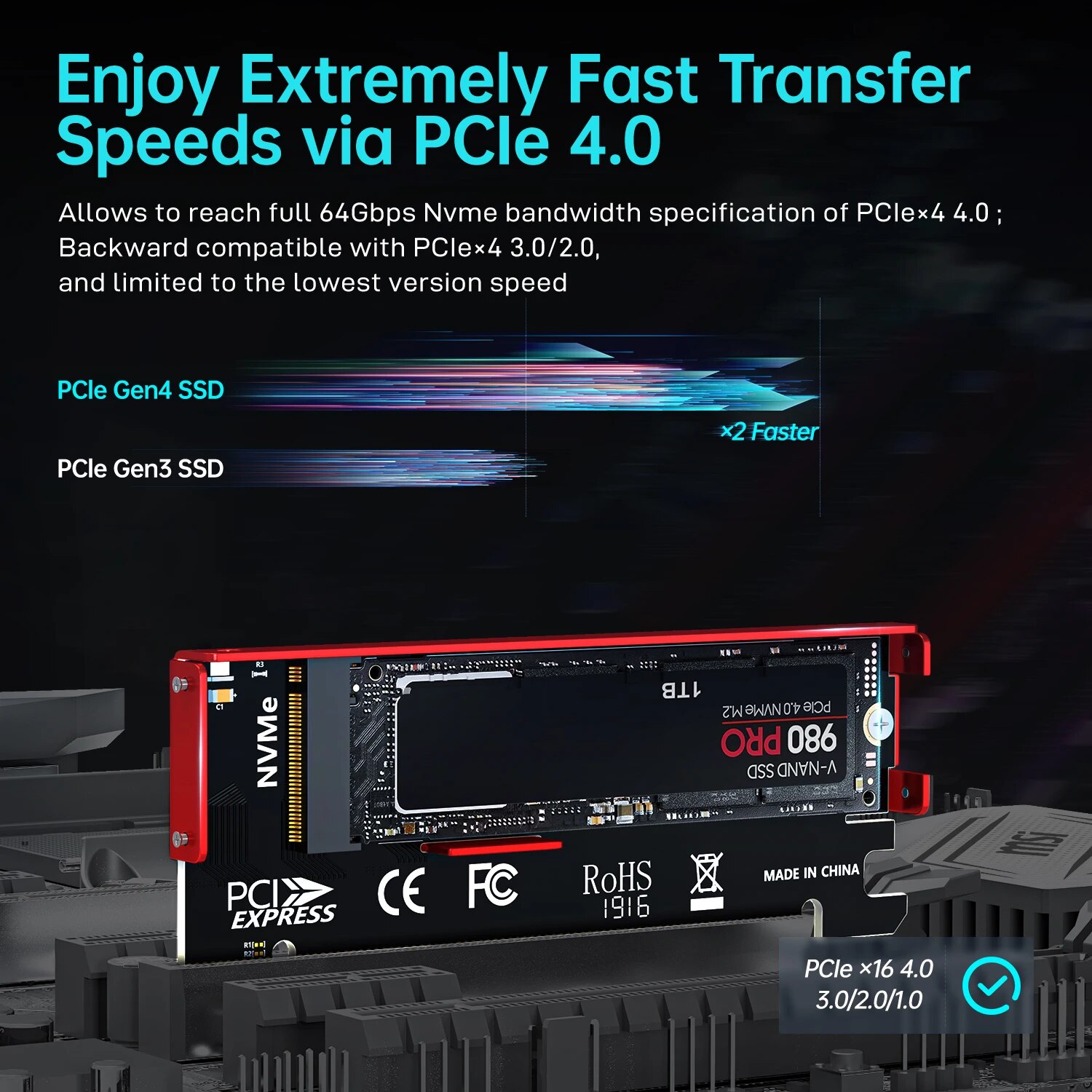JEYI M.2 NVME To PCIE 4.0 X16  - Samsung Ssd 990 Pro recension och pris