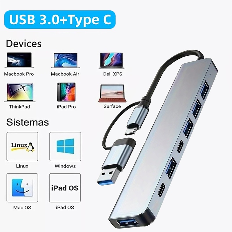 2 In 1 USB3.0 Hub 7 Port Type  - Laptop Accessories Gadgets recension och pris