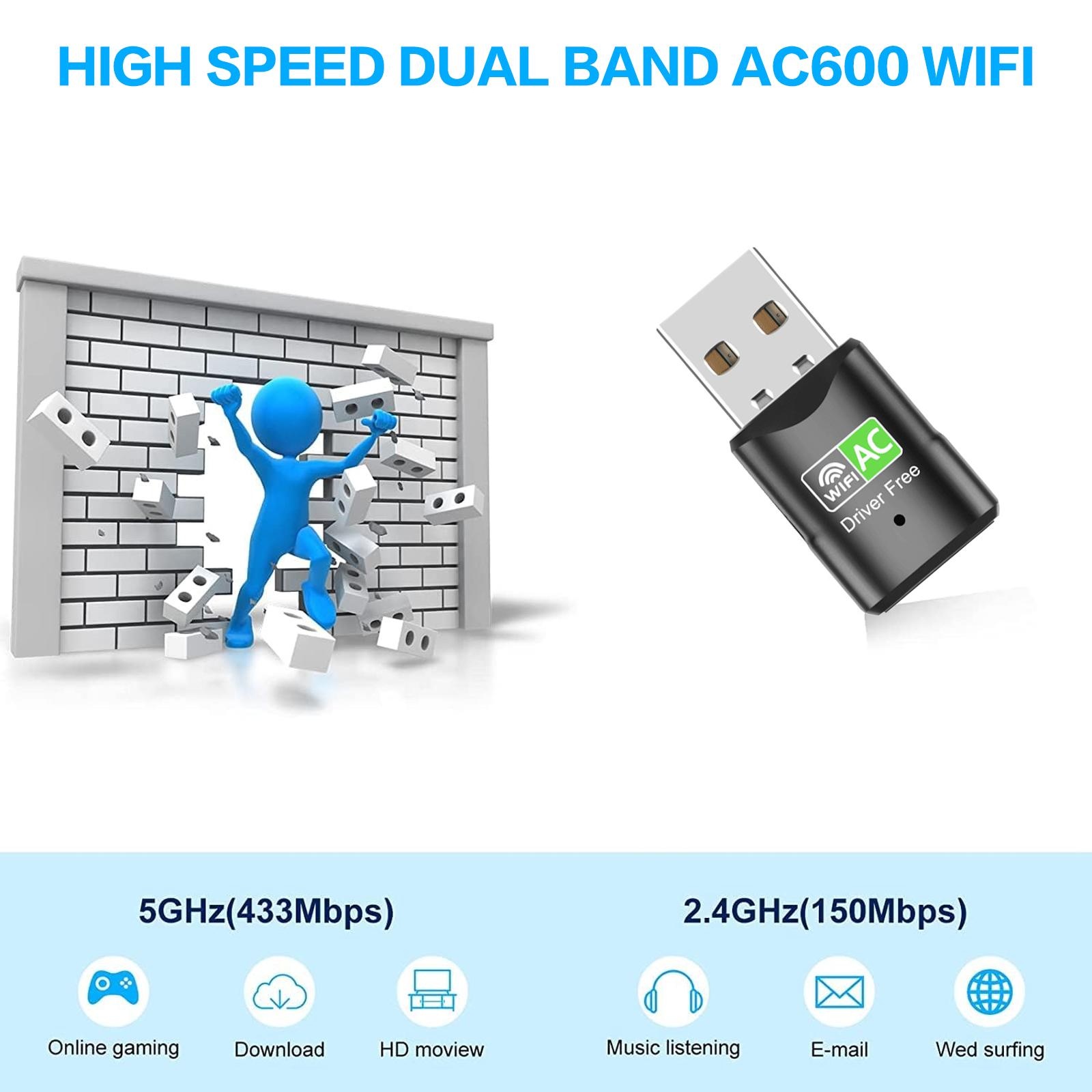 AC600 USB WiFi Adapter, Dual B - Laptop Accessories Computer recension och pris